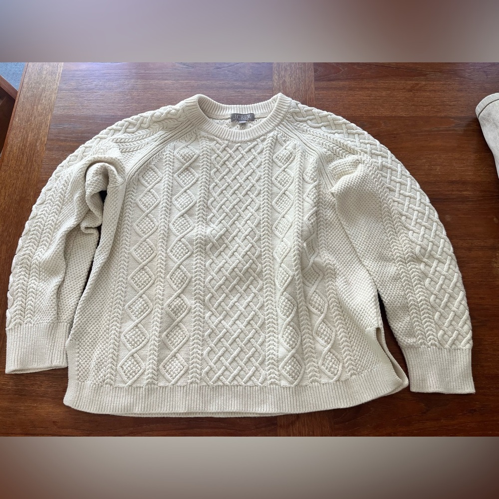 J. Crew Ivory Cable Knit Sweater